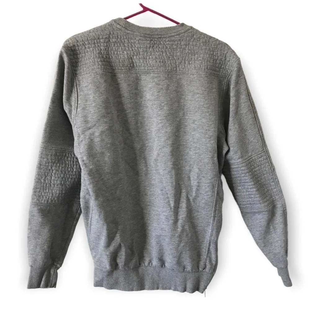 Divided cotton blend gray long sleeve sweater with side zippers
